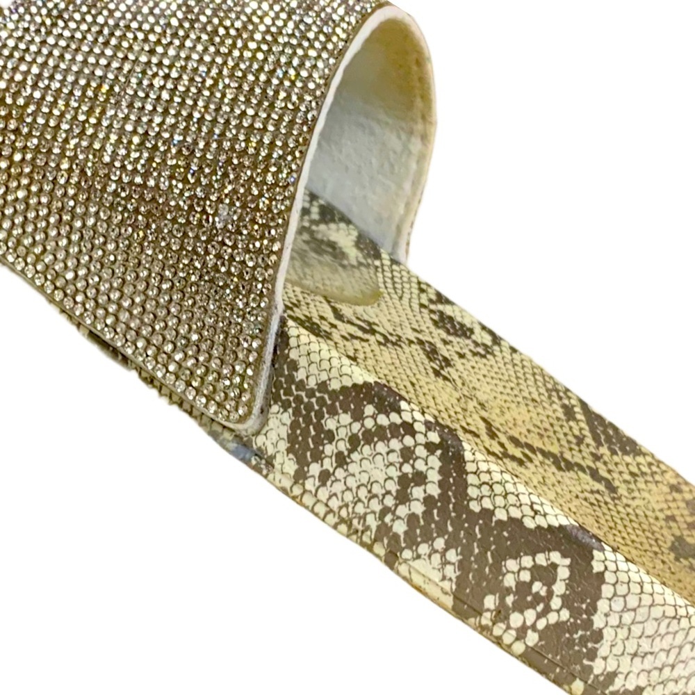 Flatform Slides Snakeprint Bottom And Silver Jewe… - image 3